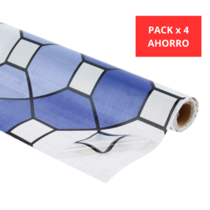 Papel PVC autoadhesivo diseño vitral de rombos azul codigo 28023 pack x 4 rollos