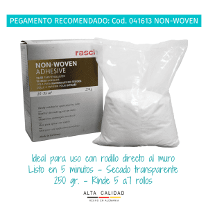 Caja de pegamento recomendado para papeles non-woven y su contenido