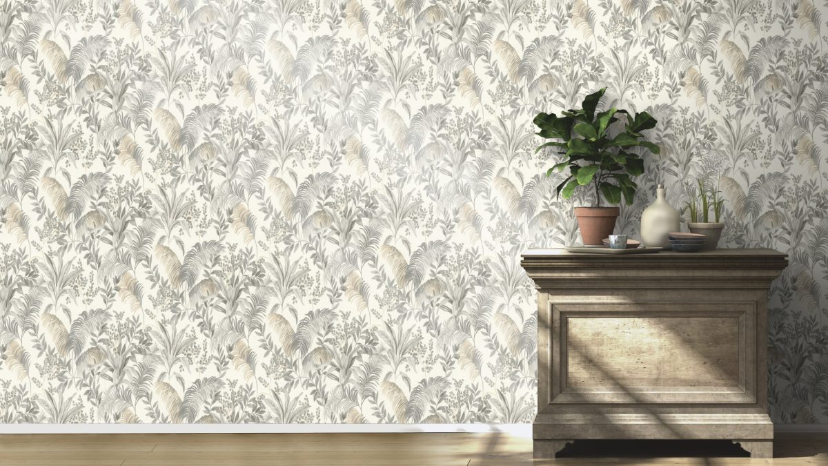 Papel mural non-woven lavable para interiores instalado en ambiente general, hall con arrimo