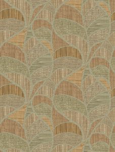 Papel mural non-woven lavable para interiores diseño de hojas monstera formado por diferentes fibras, en colores café, beige, verde