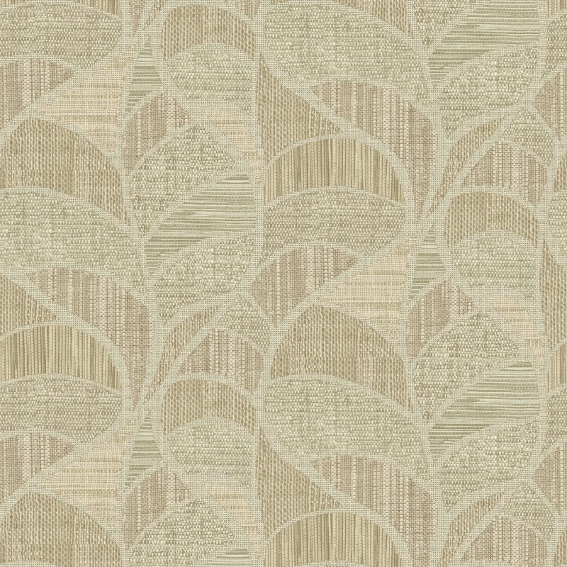 Papel mural non-woven lavable para interiores diseño de hojas monstera formado por diferentes fibras, en color beige