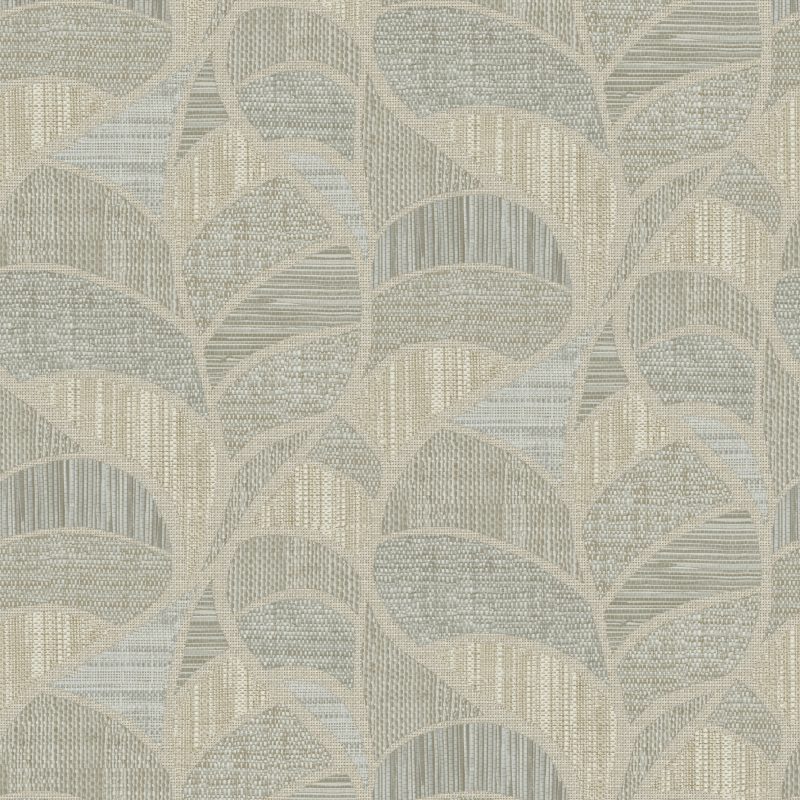 Papel mural non-woven lavable para interiores diseño de hojas monstera formado por diferentes fibras, en colores gris y beige