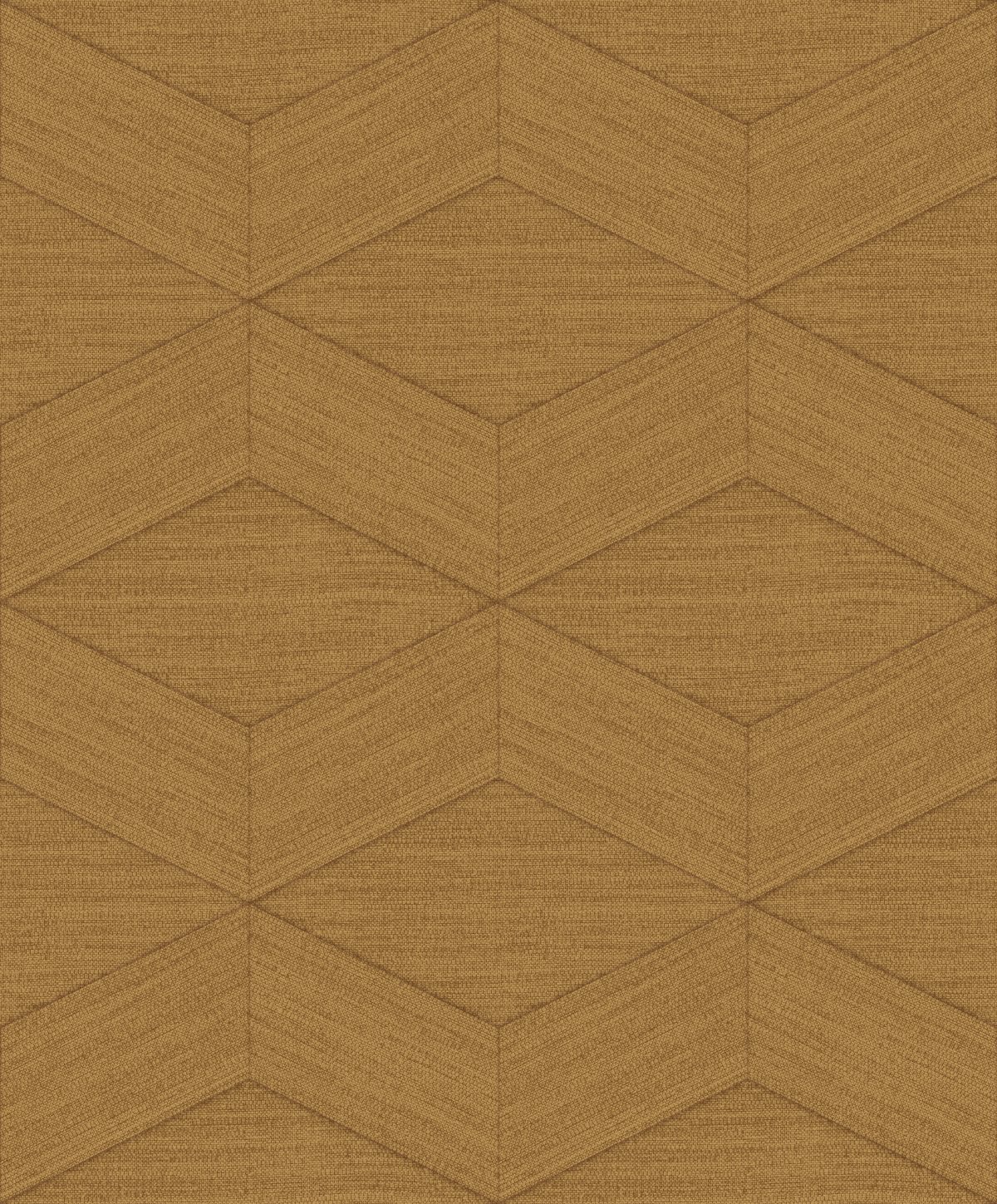 Papel mural non-woven lavable para interiores, con patrón geométrico diseño Kita, en color café tipo ámbar anaranjado