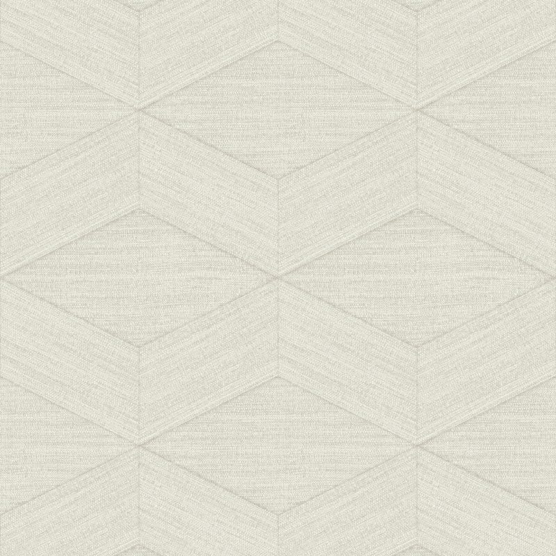 Papel mural non-woven lavable para interiores, con patrón geométrico diseño Kita, en color gris claro