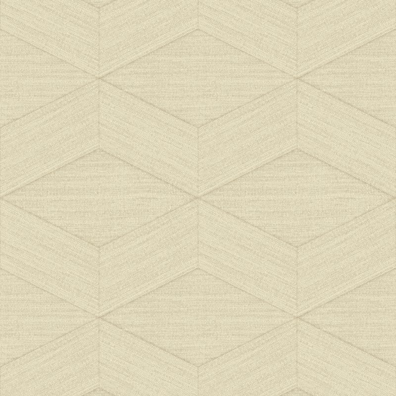 Papel mural non-woven lavable para interiores, con patrón geométrico diseño Kita, en color beige