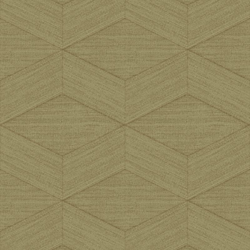 Papel mural non-woven lavable para interiores, con patrón geométrico diseño Kita, en color verde