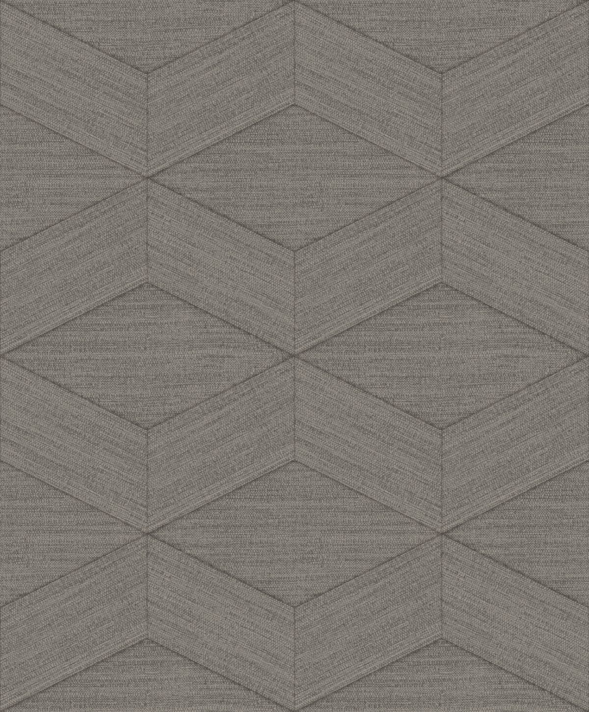 Papel mural non-woven lavable para interiores, con patrón geométrico diseño Kita, en color café topo