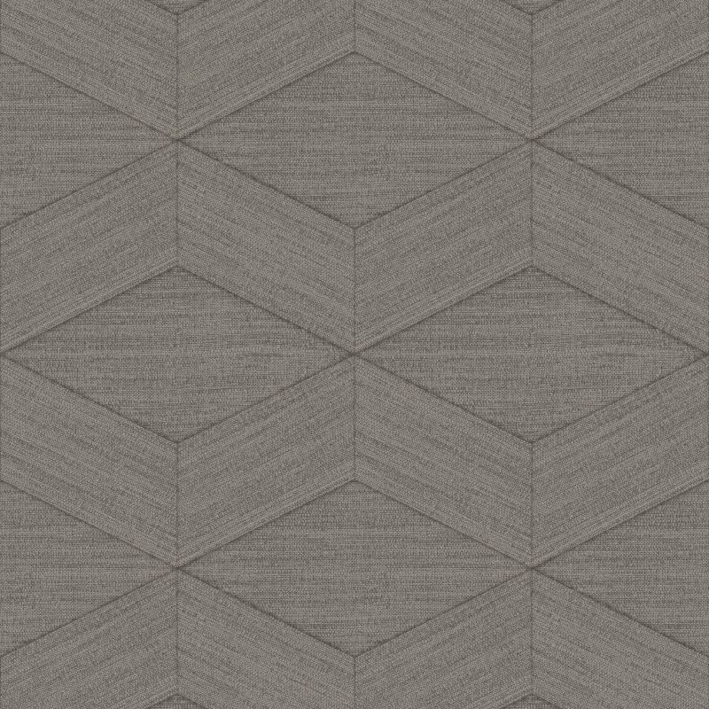 Papel mural non-woven lavable para interiores, con patrón geométrico diseño Kita, en color café topo