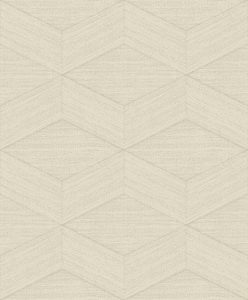 Papel mural non-woven lavable para interiores, con patrón geométrico diseño Kita, en color beige