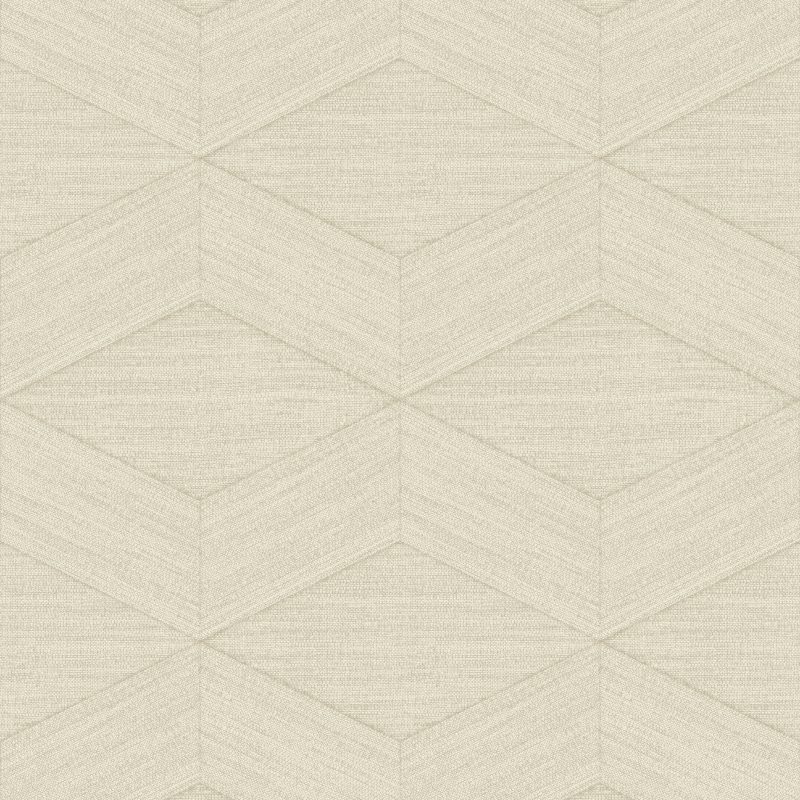 Papel mural non-woven lavable para interiores, con patrón geométrico diseño Kita, en color beige
