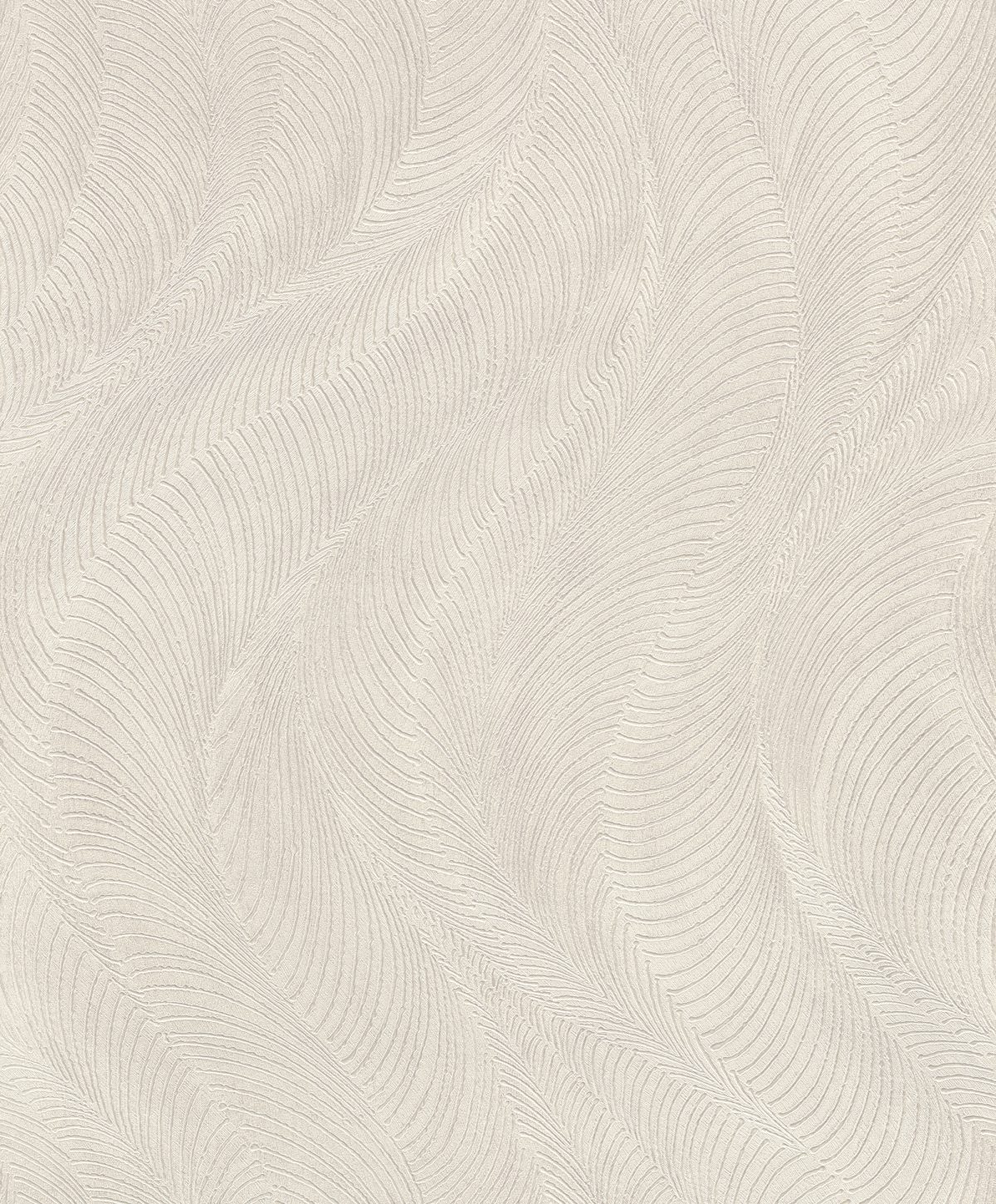 Papel mural non-woven lavable para interiores metalizado con un diseño de ondas con líneas que le dan relieve en color gris claro, blanco y plata