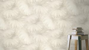 Papel mural non-woven lavable para interiores instalado tras una mesa de apoyo lateral