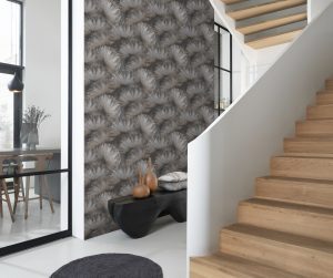 Papel mural non-woven lavable para interiores instalado en hall de entrada