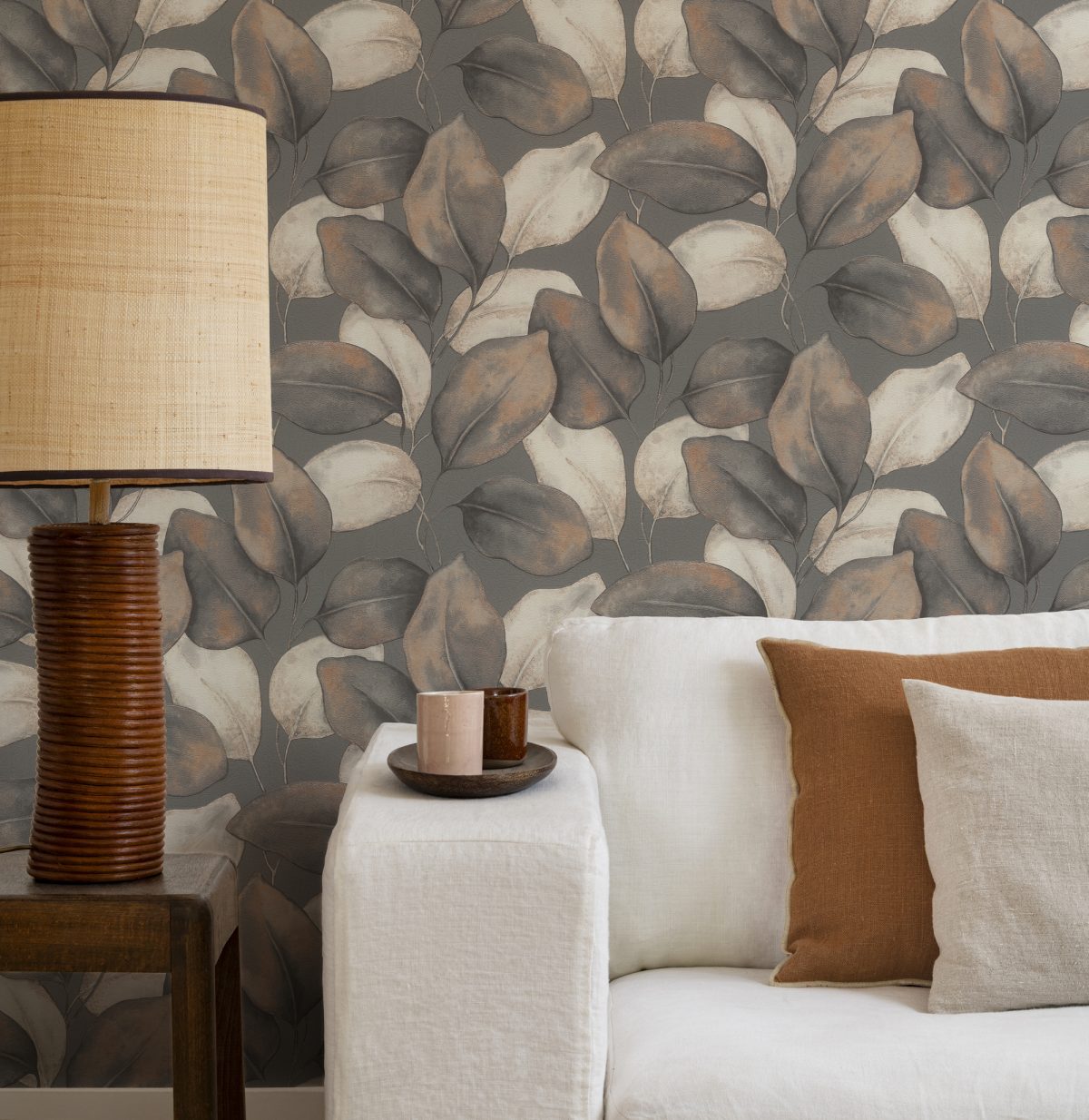 Papel mural non-woven lavable para interiores instalado en living