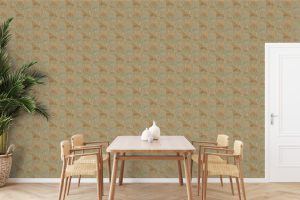 Papel mural non-woven lavable para interiores instalado en comedor