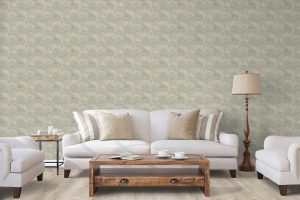 Papel mural non-woven lavable para interiores instalado en living