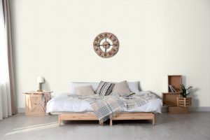 Papel mural non-woven lavable para interiores instalado en dormitorio