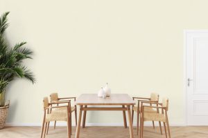 Papel mural non-woven lavable para interiores instalado en comedor