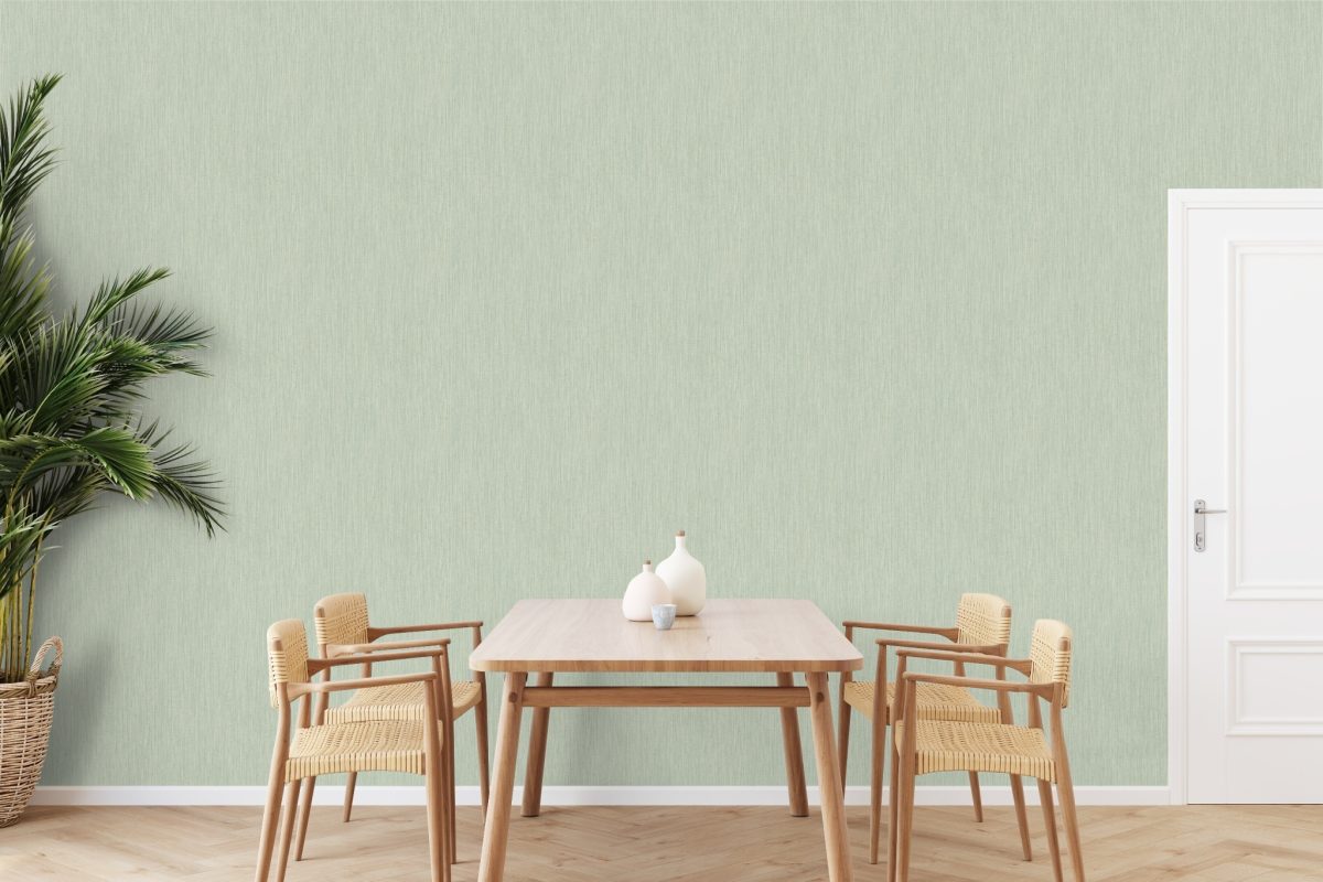 Papel mural non-woven lavable para interiores instalado en comedor