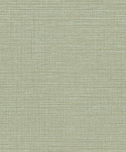 Papel mural non-woven lavable para interiores, de textura efecto arpillera, en tono verde claro