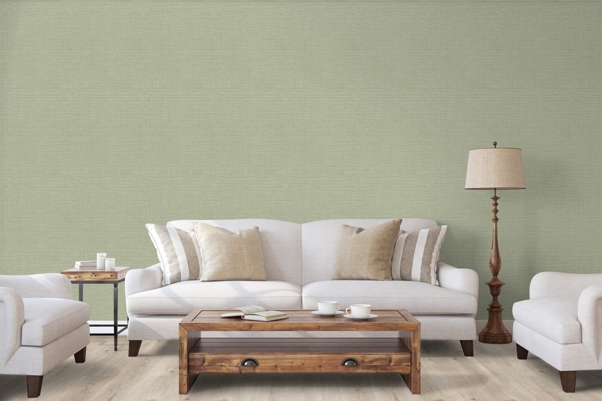 Papel mural non-woven lavable para interiores instalado en living