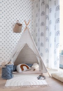 Papel mural infantil non-woven lavable para interiores lunares celeste