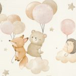 Papel mural Animalitos y globos 302110 | Colección KIDS