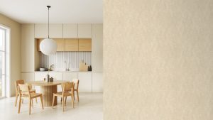 Papel mural non-woven lavable para interiores con un patrón geométrico de rombos con finas líneas horizontales que le dan un aspecto texturizado