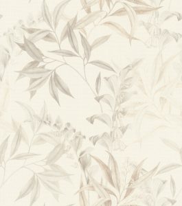 Papel mural non-woven lavable para interiores con un delicado diseño de hojas y flores acampanadas en acuarela