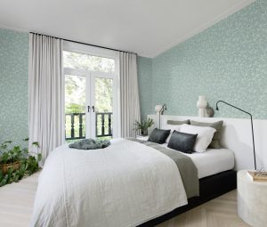 Papel mural non-woven lavable para interiores con un delicado diseño de ramas de bambú