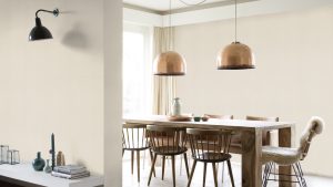 Papel mural non-woven lavable para interiores color liso de textura aspecto de lino fino