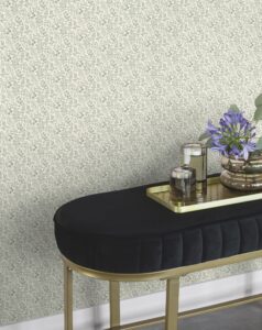 Papel mural Farm Living instalado en dormitorio acogedor