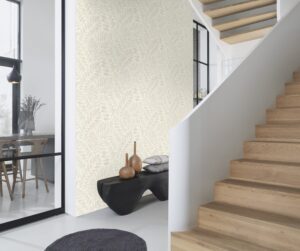 Papel mural Farm Living instalado en hall de entrada