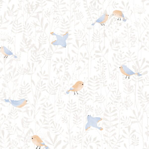 Papel mural infantil Kids & Kids Muresco diseño pajaritos vinílico lavable