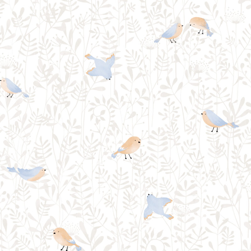 Papel mural infantil Kids & Kids Muresco diseño pajaritos vinílico lavable