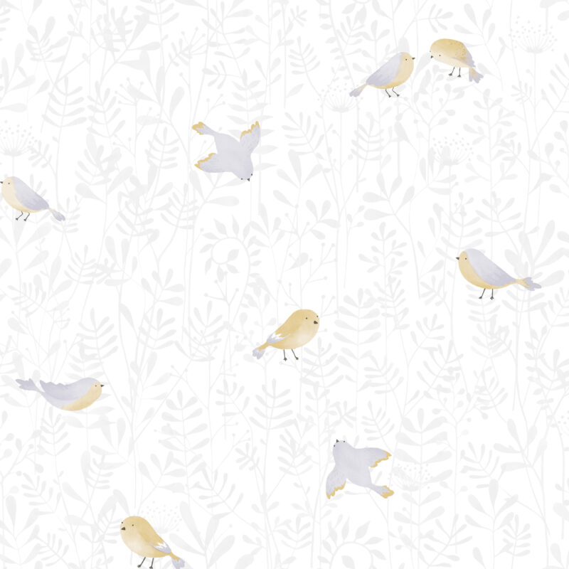 Papel mural infantil Kids & Kids Muresco diseño pajaritos vinílico lavable