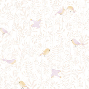 Papel mural infantil Kids & Kids Muresco diseño pajaritos vinílico lavable