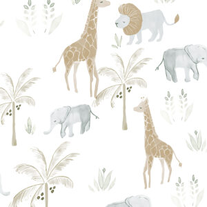 Papel mural infantil Kids & Kids Muresco diseño animales selva vinílico lavable