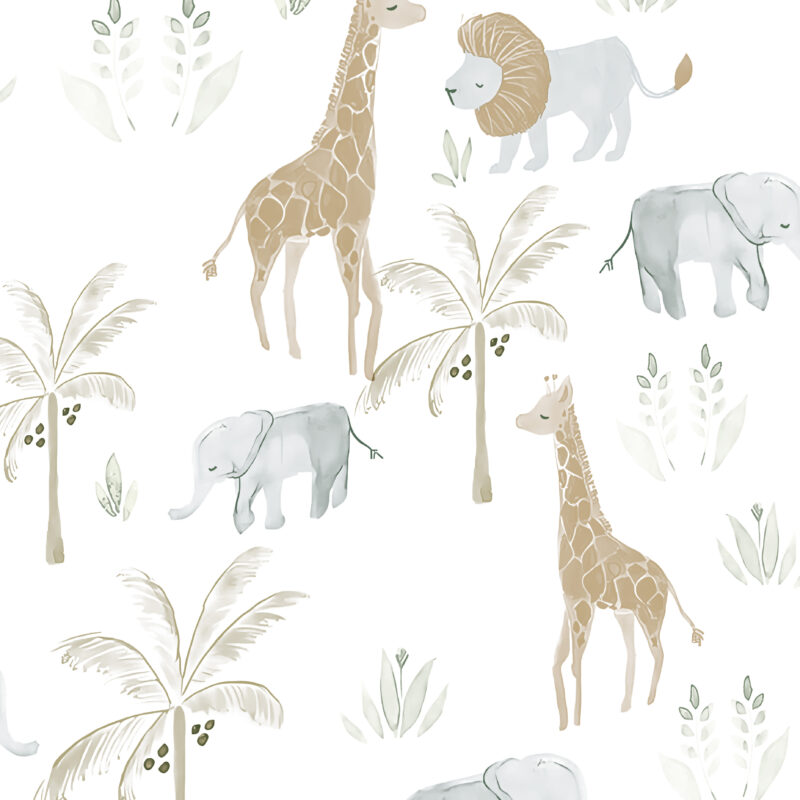 Papel mural infantil Kids & Kids Muresco diseño animales selva vinílico lavable