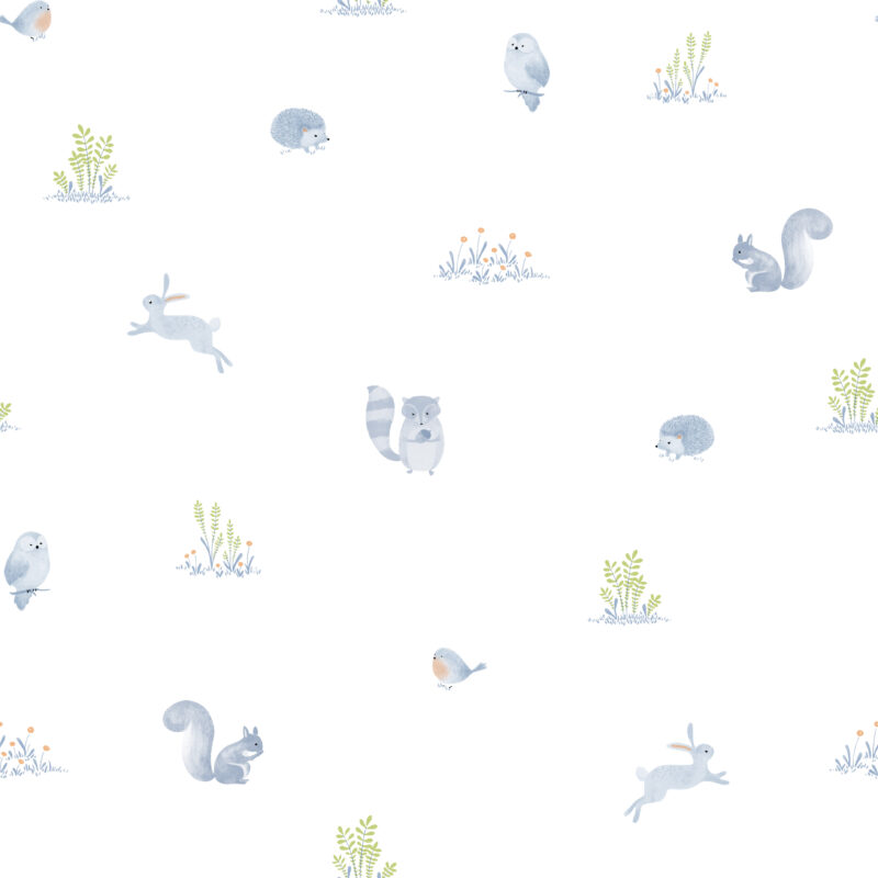 Papel mural infantil Kids & Kids Muresco diseño animalitos del bosque vinílico lavable
