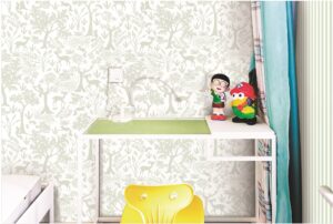 Papel mural infantil Kids & Kids Muresco diseño animales del bosque, vinílico lavable, para dormitorios de niños y niñas.