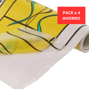 Papel PVC autoadhesivo diseño vitral amarillo flor codigo 28029 pack x 4 rollos