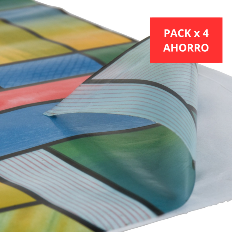 Papel PVC autoadhesivo diseño vitral de rombos azul codigo 28023 pack x 4 rollos