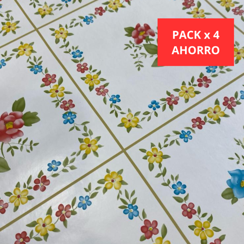 PACK X 4 - Pvc autoadhesivo COCINA FLOR - cód. 23473